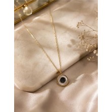 Beyaz Sedefli Şık Gold Rengi Kolye