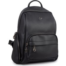 Nas Bag Kadın Çok Cepli Sırt Çantası (En :30CM x Boy:34) Siyah Silan
