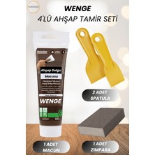 Nublado 4'lü Wenge Ahşap ve Duvar Tamir Seti 125 ml Dolgu Macunu 2 Adet Plastik Spatula 1 Kübik Zımpara