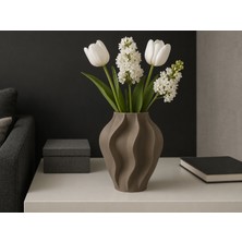 3D Baskı Modern Dekoratif Vazo – Minimalist Tasarım | Ev ve Ofis Dekorasyonu -Sarmal Çizgili Vazo