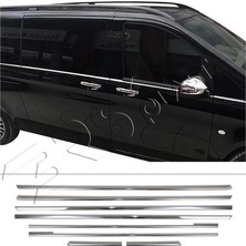 Servet Dizayn Oto Mercedes W447 L3 Uyumlu Krom Cam Çıtası 8 Parça Paslanmaz Çelik