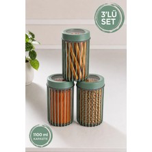 Stile Cucina 3'lü Linea Yuvarlak Saklama Kabı 1,1 Litre Yeşil