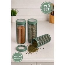 Stile Cucina 3'lü Linea Yuvarlak Saklama Kabı 1,7 Litre Yeşil