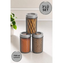 Stile Cucina 3'lü Linea Yuvarlak Saklama Kabı 1,1 Litre Gri