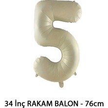Lotus Party Krem Renk 5 Rakam Folyo Balon - Krem Rakam Balon 5 Yaş - 76 cm