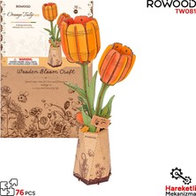 Rowood TW081 Lale Çiçeği (Orange Tulip) Dıy Minyatür Maket Model Seti Ahşap 3D Wooden Puzzle 3D Model Kit Ahşap Maket Dekoratif Hobi Seti