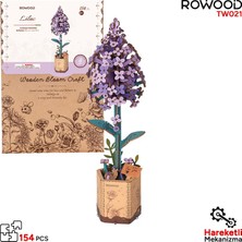 Rowood TW021 Leylak Çiçeği (Lilac) Dıy Minyatür Maket Model Seti Ahşap 3D Wooden Puzzle 3D Model Kit Ahşap Maket Dekoratif Hobi Seti