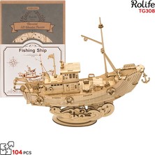 Rolife TG308 Balıkçı Teknesi Fishing ship Dıy Minyatür Maket Model Ahşap 3D Wooden Puzzle Model Kit Ahşap Maket Dekoratif Hobi Seti