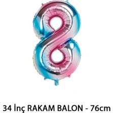 Lotus Party Gökkuşağı Renk 8 Rakam Folyo Balon - Gökkuşağı Rakam Balon 8 Yaş - 76 cm
