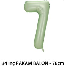 Lotus Party Yeşil Renk 7 Rakam Folyo Balon - Su Yeşili Rakam Balon 7 Yaş - 76 cm