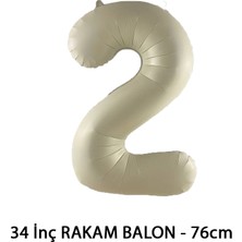 Lotus Party Krem Renk 2 Rakam Folyo Balon - Krem Rakam Balon 2 Yaş - 76 cm