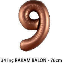 Lotus Party Kahverengi Renk 9 Rakam Folyo Balon - Kahverengi Rakam Balon 9 Yaş - 76 cm