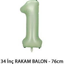 Lotus Party Yeşil Renk 1 Rakam Folyo Balon - Su Yeşili Rakam Balon 1 Yaş - 76 cm
