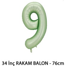 Lotus Party Yeşil Renk 9 Rakam Folyo Balon - Su Yeşili Rakam Balon 9 Yaş - 76 cm