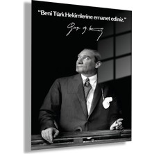 Gaagart Temperli Gerçek Cam Tablo Makam Panosu Atatürk Sözleri Beni Türk Hekimlerine Emanet Ediniz.