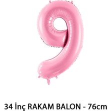 Lotus Party Pembe Renk 9 Rakam Folyo Balon - Pembe Rakam Balon 9 Yaş - 76 cm