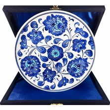 Çini Evi Iznik Çini Tabak  Mavi Hatayi Çiçek Desenli 18 cm