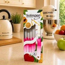 Sariva Home Solingen 6'lı Meyve Bıçağı Paslanmaz Çelik Soyma ve Doğrama Bıçağı Ergonomik Saplı Mutfak Bıçak Seti Kırmızı Solingen