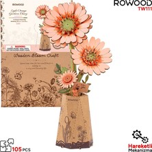 Rowood TW111 Gerbera Çiçeği Light Orange Gerbera Dıy Minyatür Maket Model Set Ahşap 3D Wooden Puzzle 3D Model Kit Ahşap Maket Dekoratif Hobi Seti