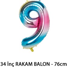 Lotus Party Gökkuşağı Renk 9 Rakam Folyo Balon - Gökkuşağı Rakam Balon 9 Yaş - 76 cm