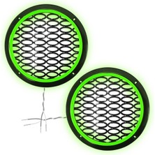 Poke 16 cm Yeşil Neon Ledli Hoparlör Kapağı 1 Takım ( 2 Adet )