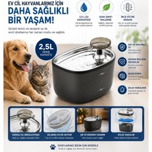 Tastech TPD01 Kedi Köpek Su Pınarı Otomatik Filtreli Ultra Sessiz Su Çeşmesi Evcil Hayvanlar Için Su Kabı