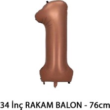Lotus Party Kahverengi Renk 1 Rakam Folyo Balon - Kahverengi Rakam Balon 1 Yaş - 76 cm