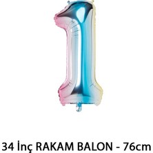 Lotus Party Gökkuşağı Renk 1 Rakam Folyo Balon - Gökkuşağı Rakam Balon 1 Yaş - 76 cm