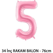 Lotus Party Pembe Renk 5 Rakam Folyo Balon - Pembe Rakam Balon 5 Yaş - 76 cm