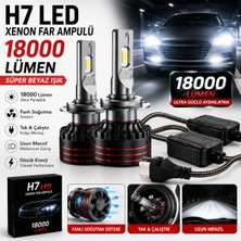 Sns Ticaret H7 LED Xenon Far Ampulü Adaptörlü 18000 Lm Canbus Uyumlu Beyaz Işık 2 Adet