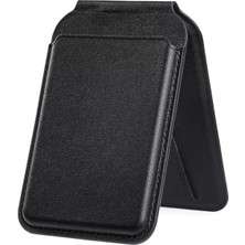 Magsafe Wallet Standlı Kartlık Manyetik Deri Kart Cüzdanı Siyah iPhone Uyumlu 11 12 13 14 15 16 17 Plus Pro Max