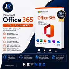Microsoft Office 365 Aile 1 Yıl 5 Kullanıcı | Windows Mac Android Ios | Dijital Lisans | E-Posta Teslim