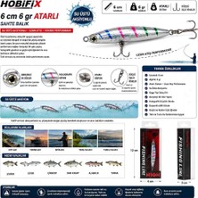 Hobifix 6 cm 6 gr Su Üstü Sahte Balık – Topwater Maket Yem, Uzun Atış Performansı, Holografik Çizgili Gövde, 3D Gözlü, Güçlü Üçlü Iğneli, Tatlı ve Tuzlu Su Spin Avı Için Yapay Balık