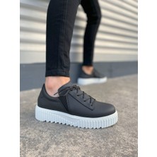 JET-502 Bold Bağcıklı Cilt Erkek Günlük Sneaker Ayakkabı Cbt - Siyah