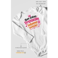 Morivo Kids Ben Zaten Prensesim Babamın Evinde! Uzun Kollu Bebek Body %100 Pamuk