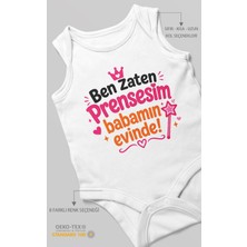 Morivo Kids Ben Zaten Prensesim Babamın Evinde! Sıfır Kollu Bebek Zıbını %100 Pamuk