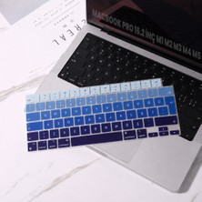 Sneezy MacBook Pro 16.2 Inç M1 M2 M3 M4 M5 A2485 A2991 Uyumlu Türkçe Q Klavye Koruyucu Mavi Ombre Silikon