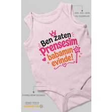 Morivo Kids Ben Zaten Prensesim Babamın Evinde! Sıfır Kollu Bebek Zıbını %100 Pamuk
