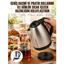 Hobilinka Kettle Su Isıtıcı C F Priz Uyumlu 220 - 240 V Paslanmaz Çelik Kablolu