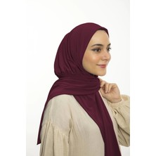 Loggia Hazır Pratik Çıtçıtlı Şal Sandy - Geçmeli Geçme Tesettür Kadın Shawl Bordo