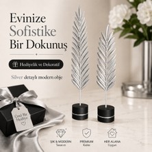 Pl Dizayn 2'li Yaprak Biblo Seti Dekoratif Salon Masa Süsü Heykel 28 cm