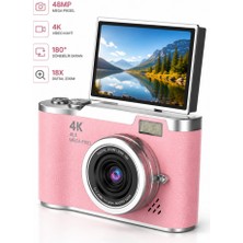 Raylax 4K Dijital Fotoğraf Makinesi 48MP Flip Ekran 18X Zoom Flaşlı Fotograf Video Çekim Türkçe Menü