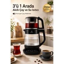 Karaca Yeni Konuşan 3'ü 1 Arada Cam Çay Makinesi | Su Isıtıcı | Mama Suyu Hazırlama | 1700W | Otomatik Demleme