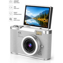 Raylax 4K Dijital Fotoğraf Makinesi 48MP Flip Ekran 18X Zoom Flaşlı Fotograf Video Çekim Türkçe Menü