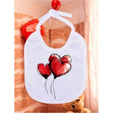 Lili Hediyelik Kalpli Balon Baskılı 2 Adet Bebek Mama Önlüğü