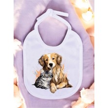 Lili Hediyelik Kedi ve Köpek Baskılı 2 Adet Bebek Mama Önlüğü