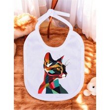 Lili Hediyelik Modern Kedi Baskılı 2 Adet Bebek Mama Önlüğü