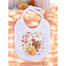 Lili Hediyelik Kalpli Kadın Baskılı 2 Adet Bebek Mama Önlüğü