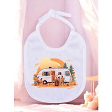 Lili Hediyelik Turuncu Karavan Baskılı 2 Adet Bebek Mama Önlüğü