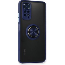 Newface Xiaomi Redmi Note 11 Kılıf Montreal Yüzüklü Silikon Kapak - Lacivert